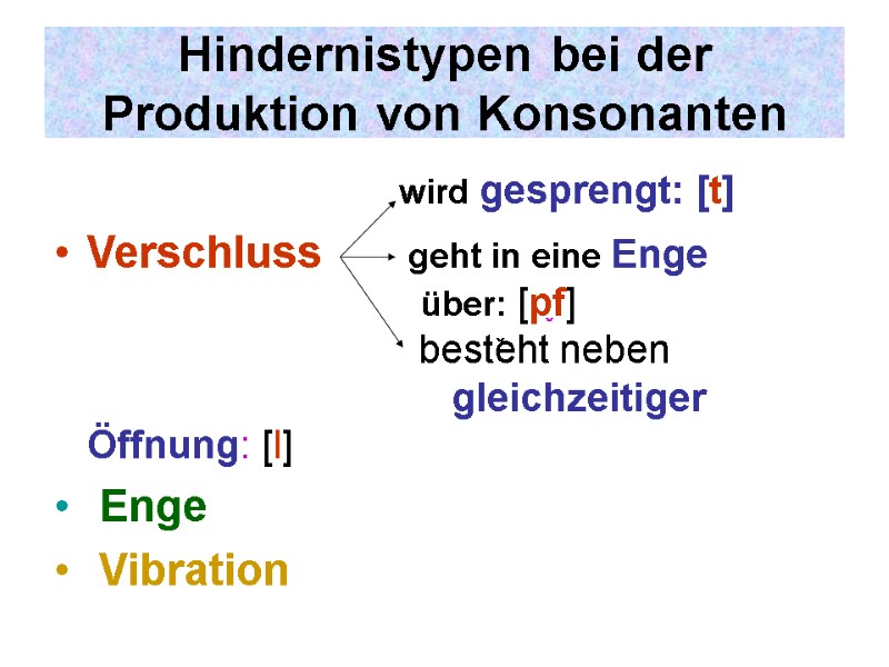 Hindernistypen bei der Produktion von Konsonanten        